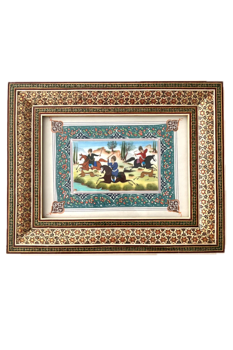 Handgezeichnete Miniatur im Khatam-Rahmen