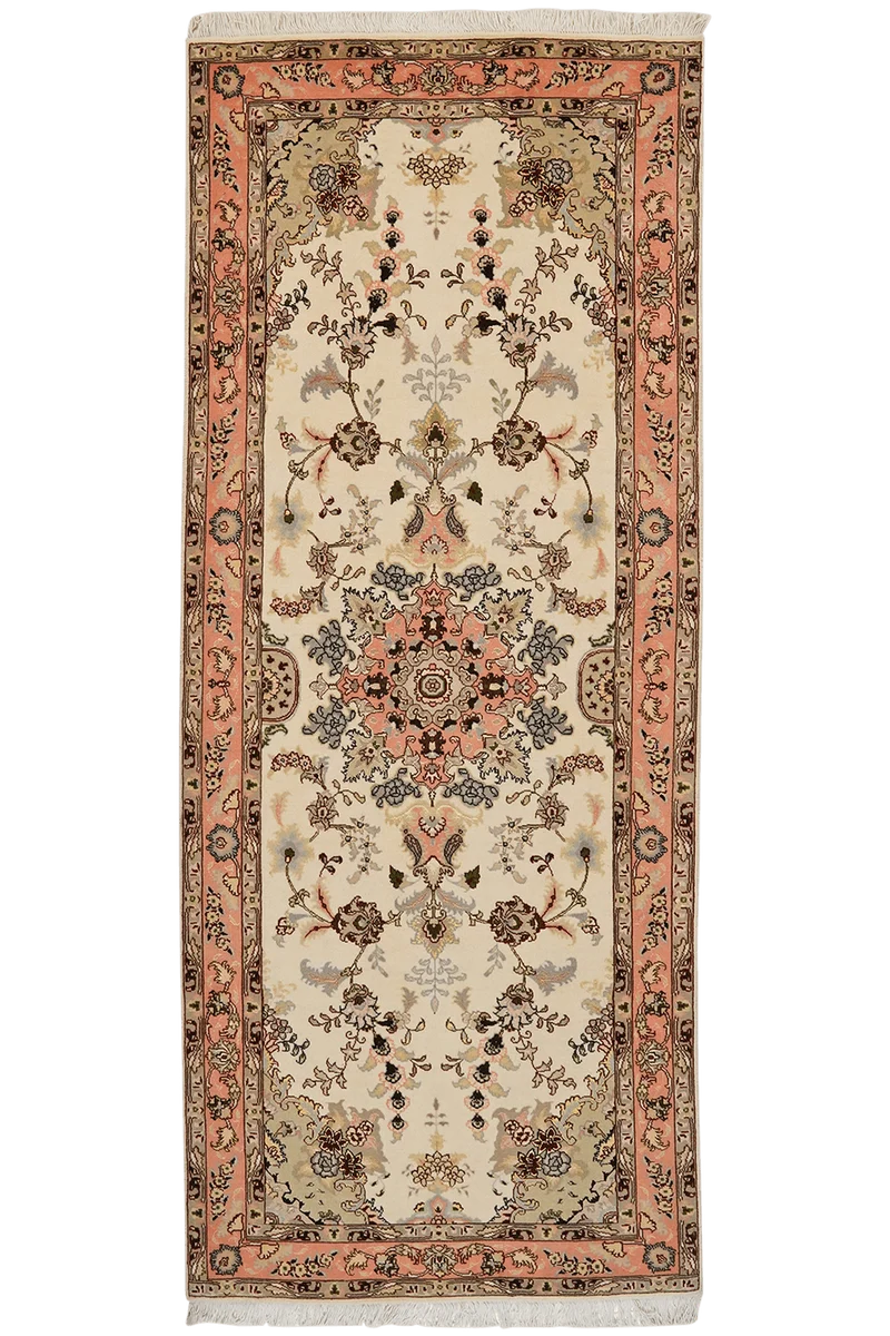 Tabriz 50 Raj · Handgeknüpft – Beige, 203x81 cm