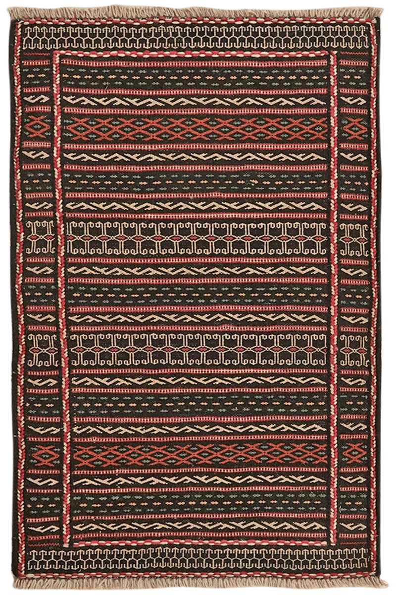 Kelim Kordi · Handgewebt – Schwarz, 93x61 cm