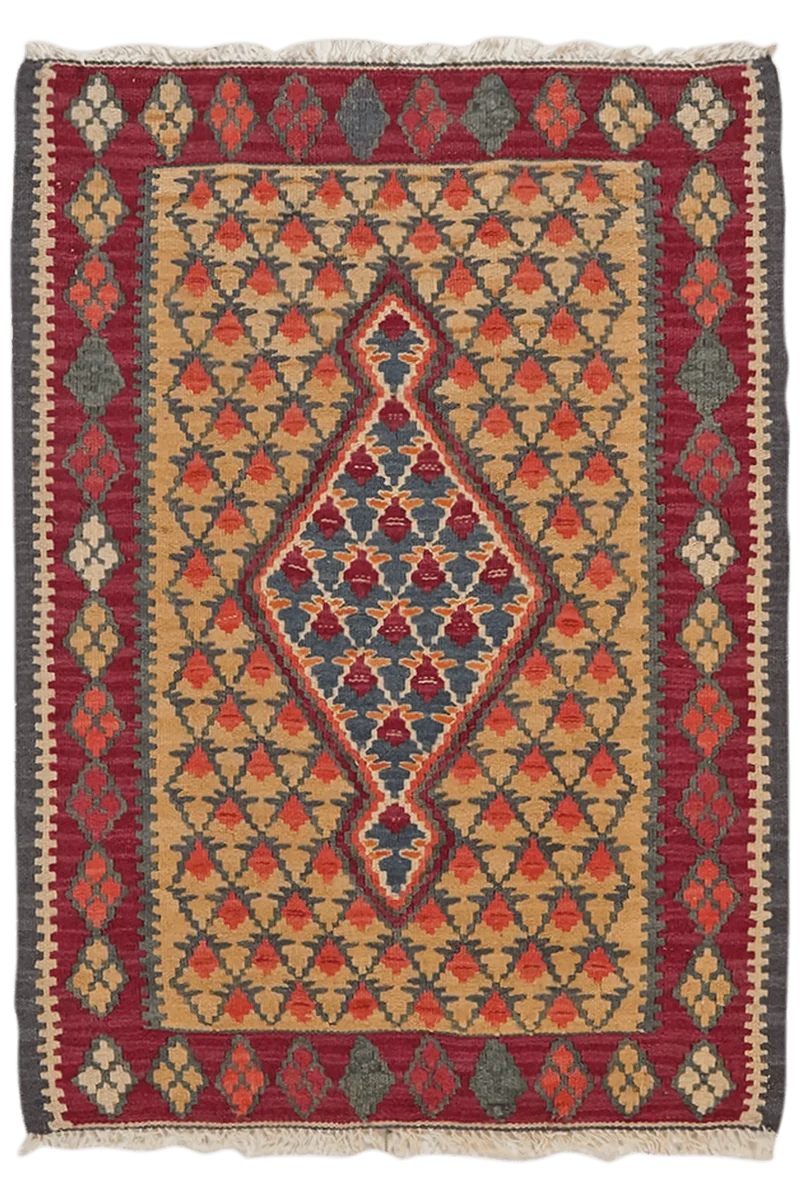 Kelim Senneh · Handgewebt – Beige, 86x63 cm