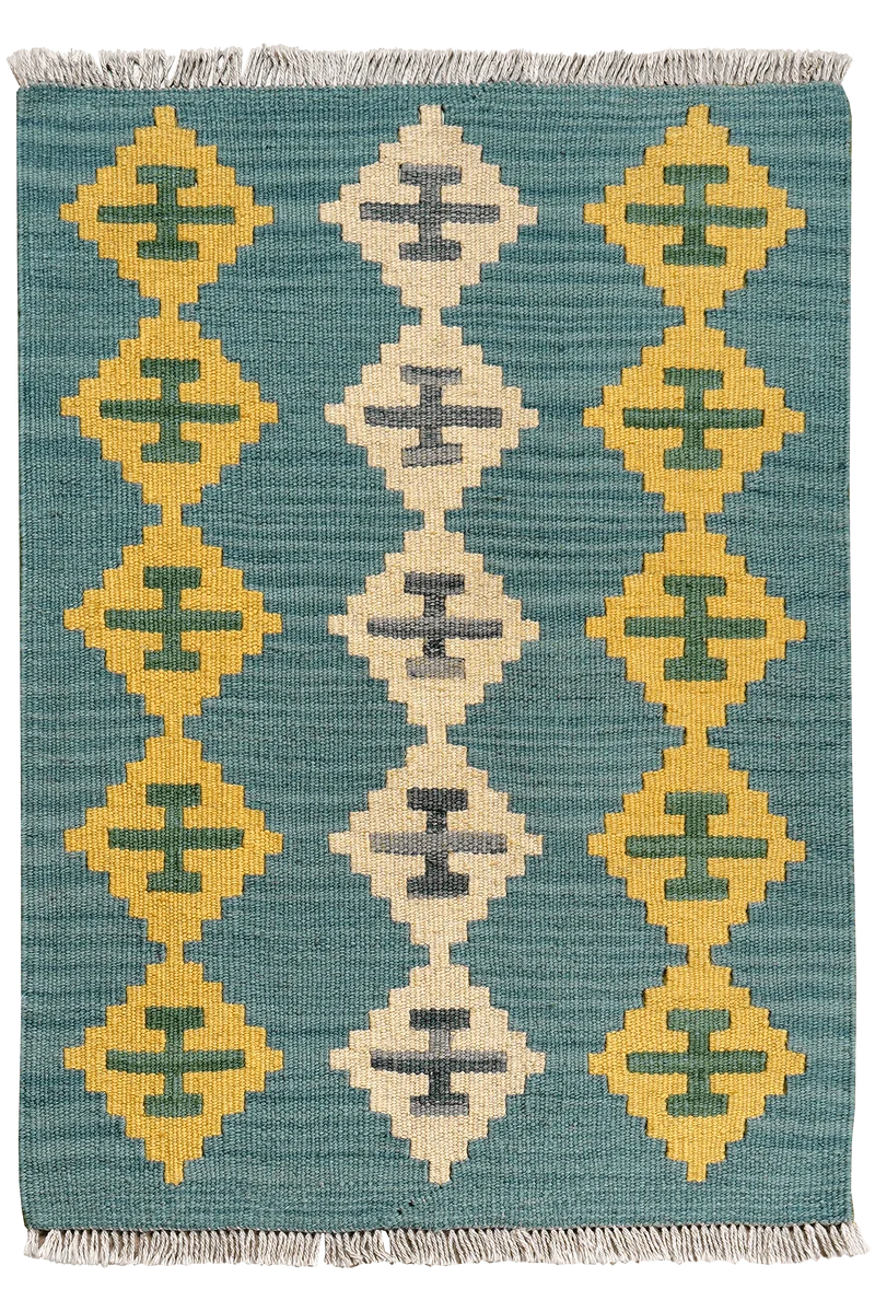 Kelim Gashgai · Handgewebt – Blau, 88x63 cm