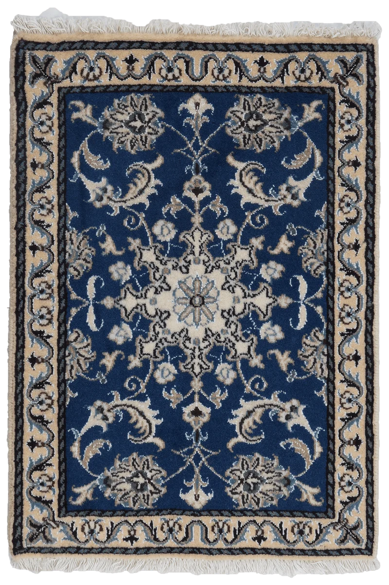 Nain 12La · Handgeknüpft – Blau, 86x60 cm