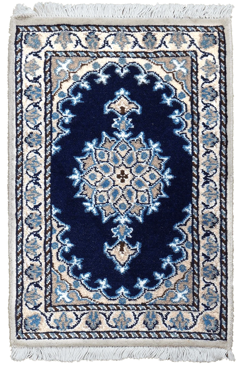 Nain 12La · Handgeknüpft – Blau, 55x36 cm