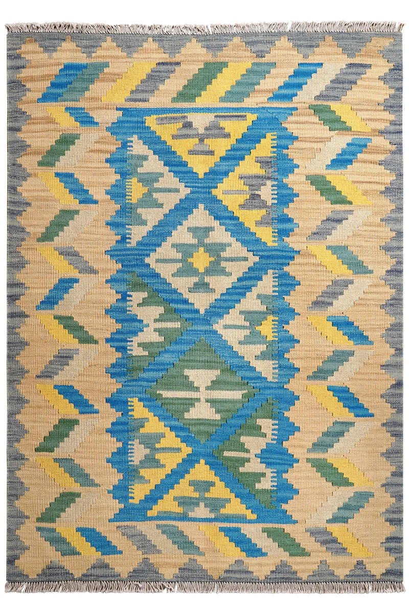 Kelim Gashgai · Handgewebt – Blau, 174x124 cm