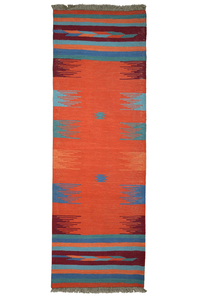 Kelim Gashgai · Handgewebt – Orange, 201x66 cm