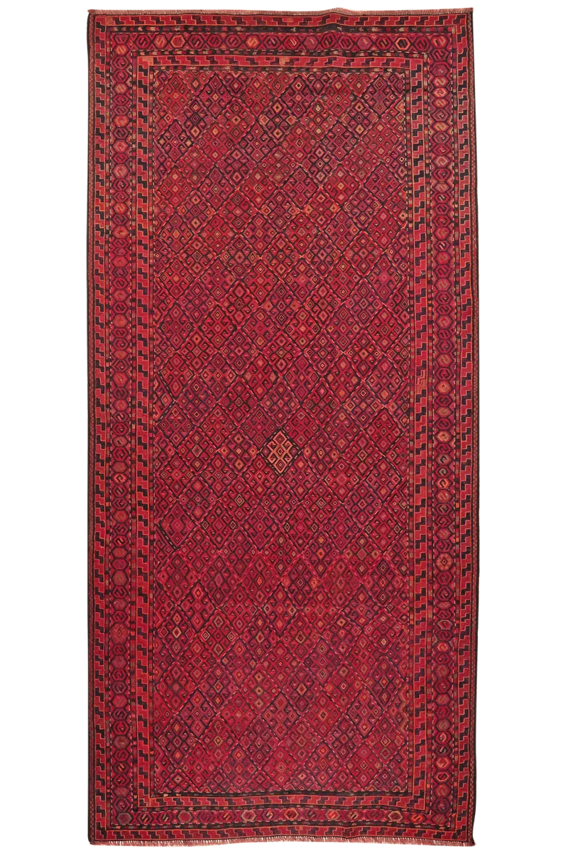 Kelim Kordi Old · Handgewebt – Bunt, 370x173 cm
