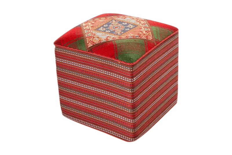 Kelim Pouf · Handgefertigt – Bunt, 47x47 cm