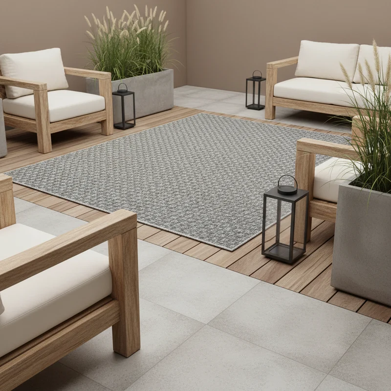 Outdoor-Teppich Kariert – Waschbar & Wetterfest für Balkon & Terrasse