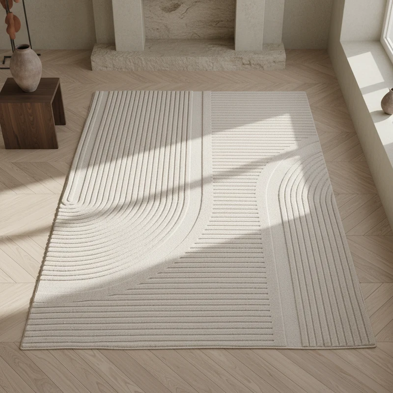 Kurzflor-Teppich Bogendesign Asymmetrisch – Waschbar & Modern