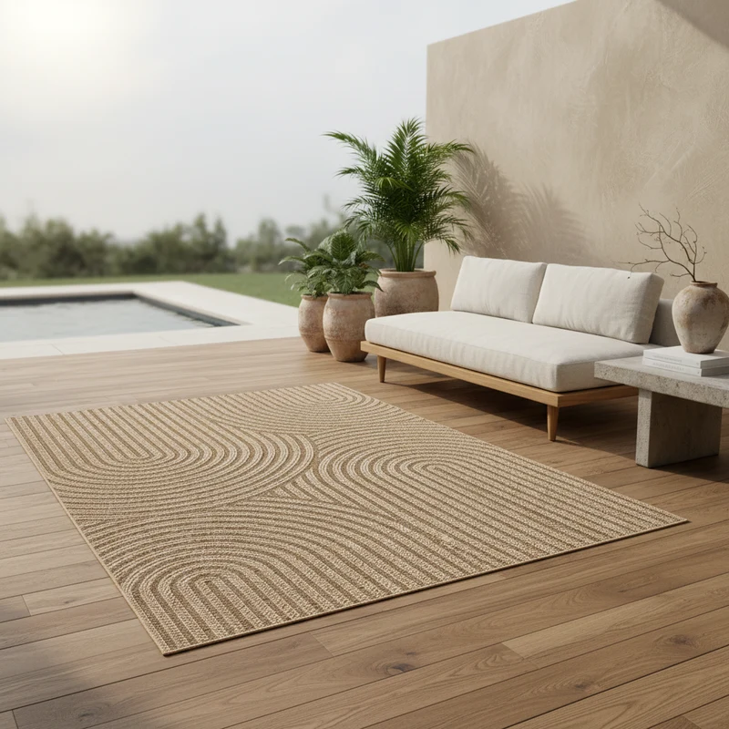 Outdoor-Teppich Grobe Linien – Waschbar & Wetterfest für Balkon & Terrasse