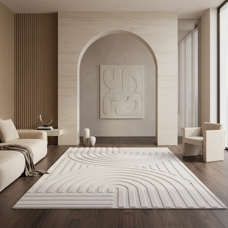 Kurzflor-Teppich Bogenmuster Symmetrisch – Waschbarer Art-Déco-Stil