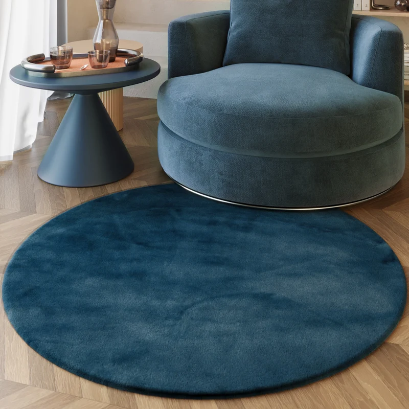 Esprit Teppich Rund Petrol und sehr flauschig Hochflor "Alice"