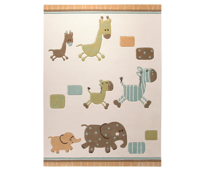 Kinderzimmer Teppich beige bunt "Lucky Zoo"