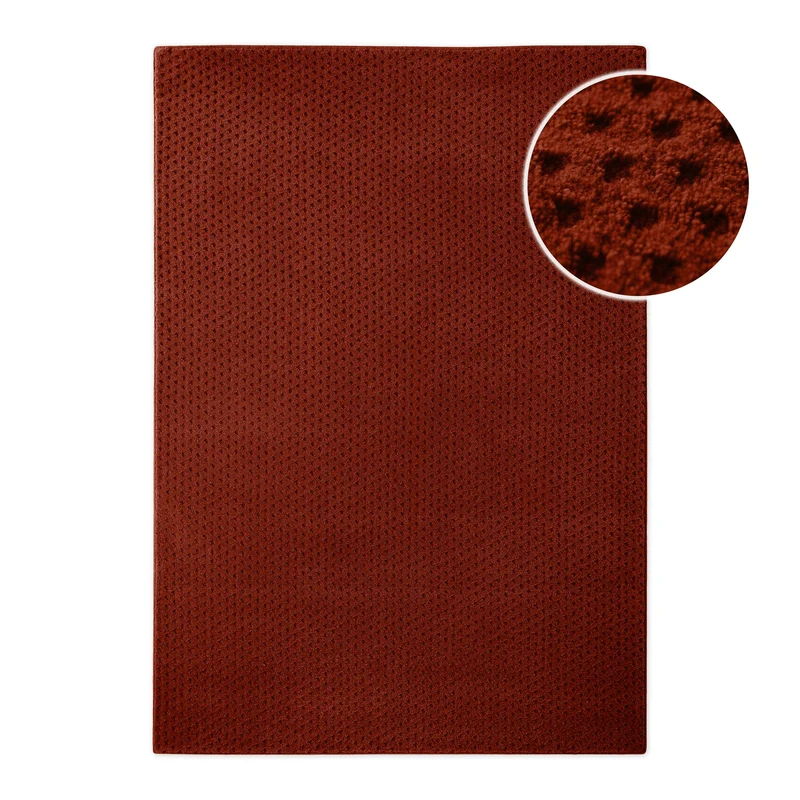 Kurzflor Teppich aus Schurwolle Purpur Rot "Castello THREE" WECONhome