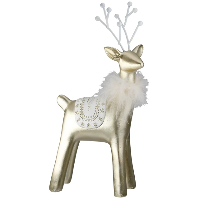 Dekofigur Rentier „Roger“ – goldfarben/weiß, 40 cm
