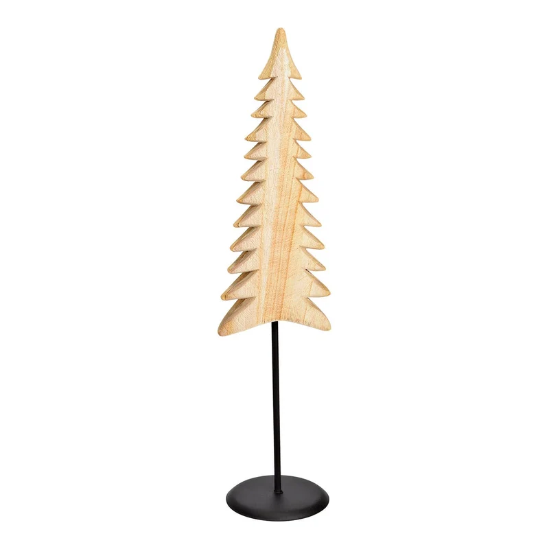 Aufsteller Tannenbaum aus Holz/Metall, Natur – nordische Weihnachtsdeko (B/H/T) 13x53x12cm