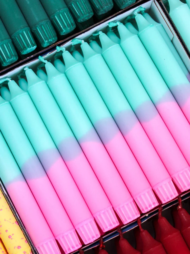 Stabkerzen Bunt, Pastell/Neon