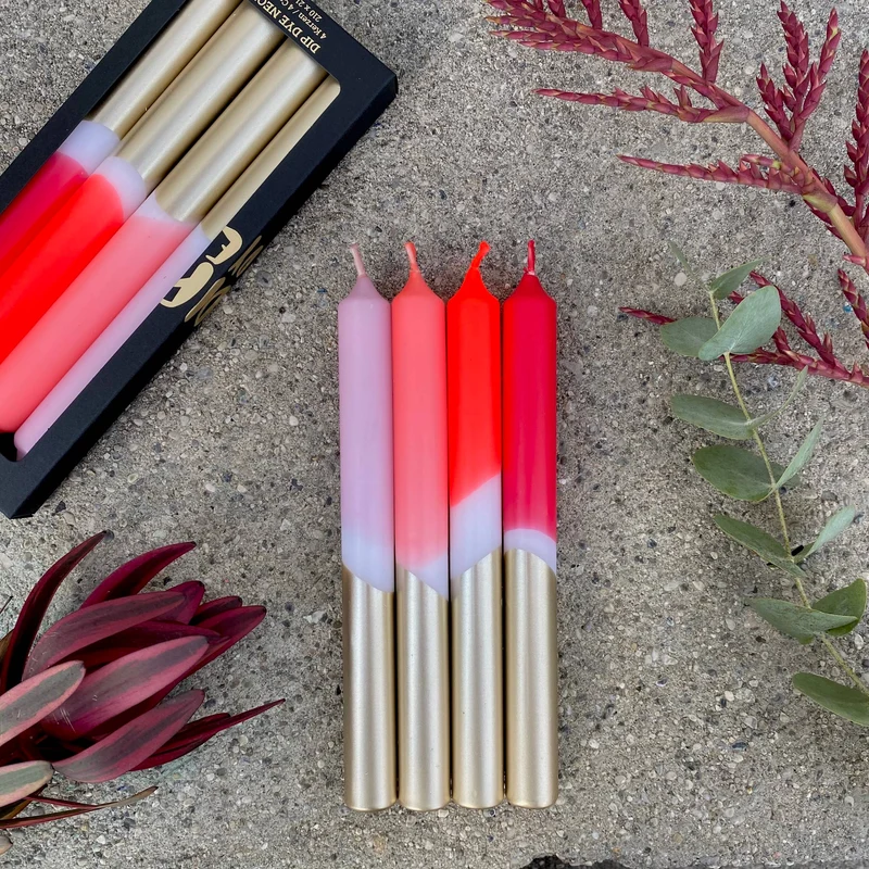 Kerze Dip-Dye „Rote Lichter“