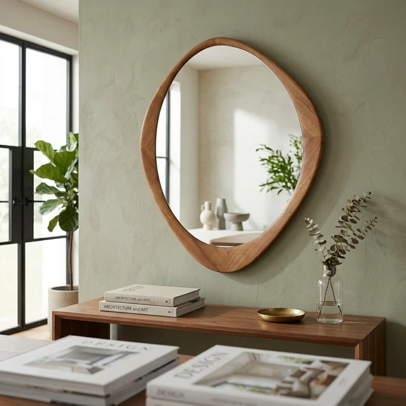 Massivholz Wandspiegel MATA 90 cm Natur Eichenholz-Design