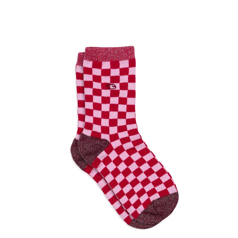 Socken mit Glitzer, kariert