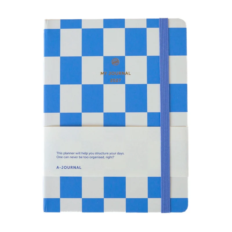 Terminplaner 2027, Kariert blau