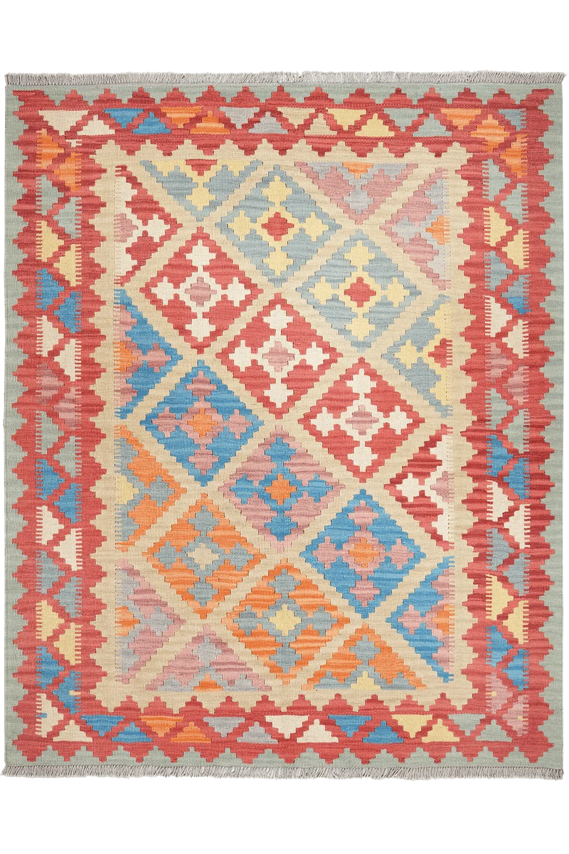 Kelim Gashgai · Handgewebt – Beige, 194x158 cm