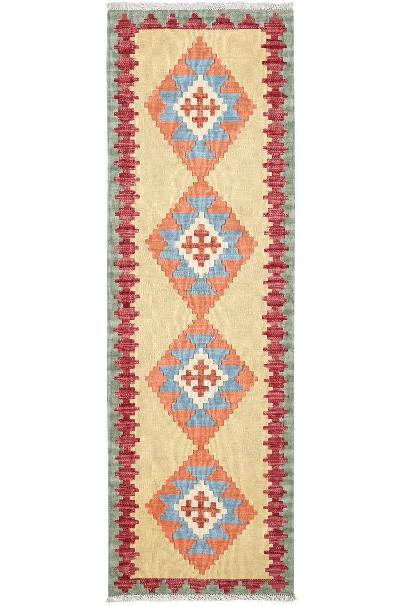 Kelim Gashgai · Handgewebt – Gelb, 185x59 cm
