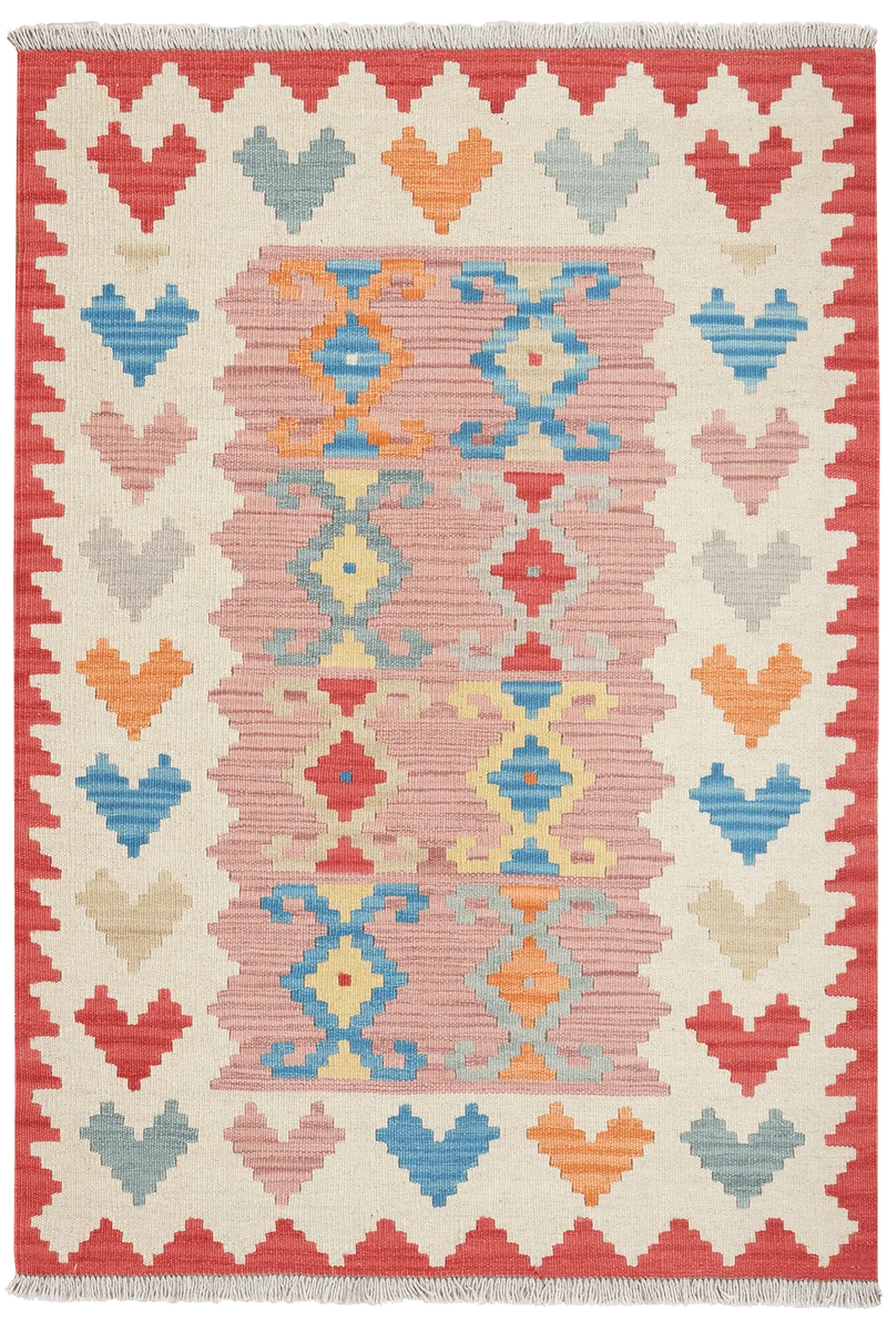 Kelim Gashgai · Handgewebt – Rosa, 146x101 cm