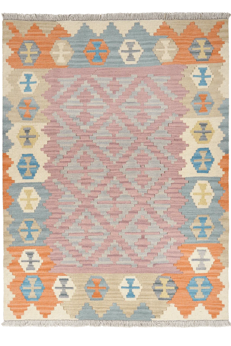 Kelim Gashgai · Handgewebt – Grau, 140x104 cm