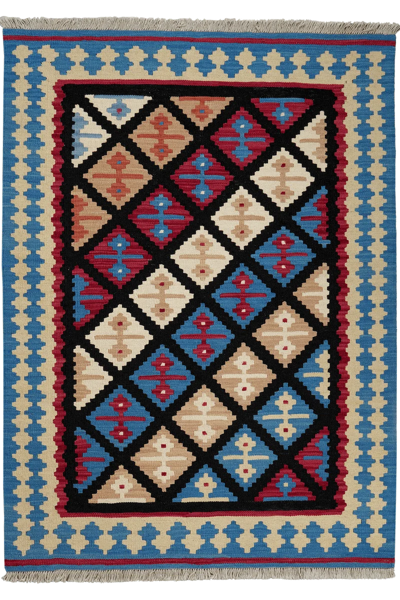 Kelim Gashgai · Handgewebt – Schwarz, 148x105 cm
