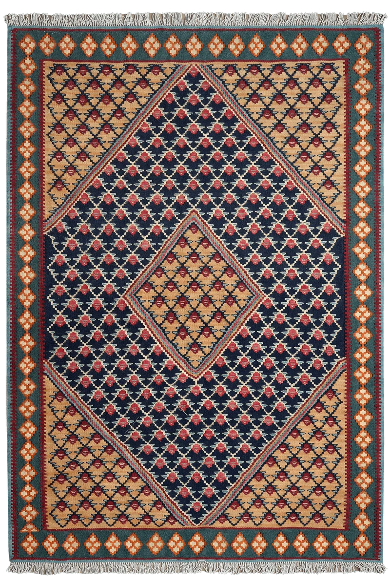 Kelim Senneh · Handgewebt – Blau, 148x105 cm