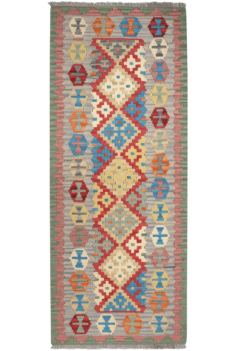 Kelim Gashgai · Handgewebt – Rot, 207x83 cm
