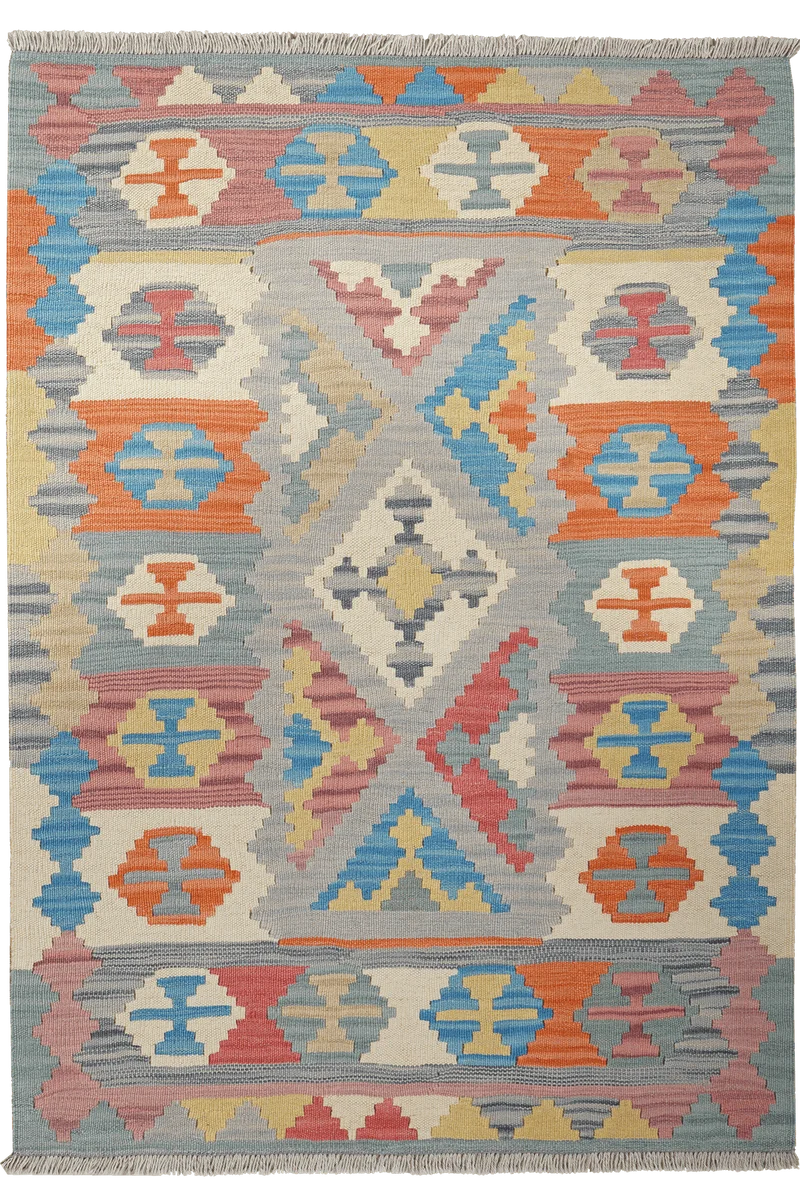 Kelim Gashgai · Handgewebt – Grau, 153x106 cm