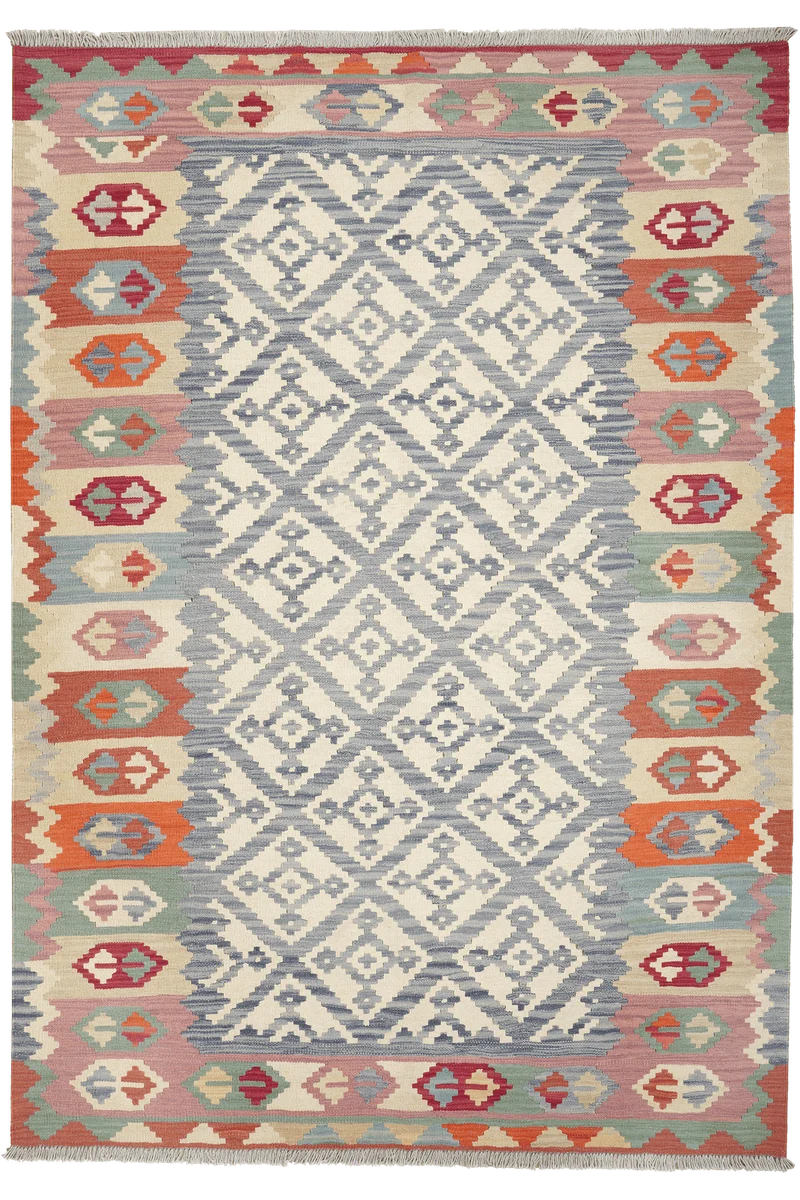 Kelim Gashgai · Handgewebt – Grau, 250x173 cm