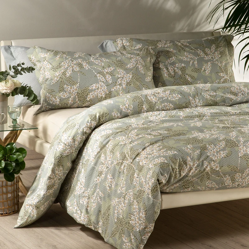 Completo Copripiumino evergreen Floreale in Cotone