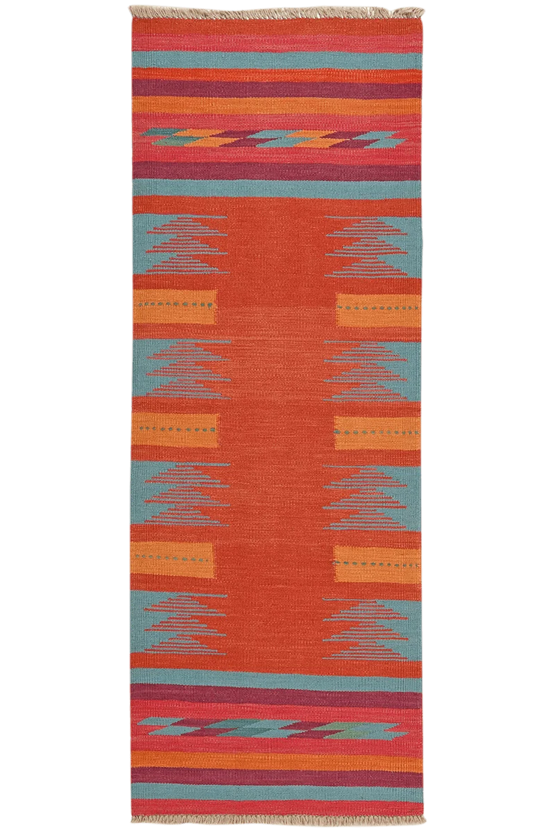 Kelim Gashgai · Handgewebt – Orange, 188x68 cm