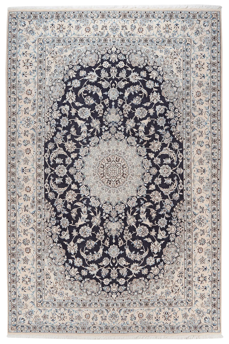 Nain 9La · Handgeknüpft – Blau, 305x200 cm