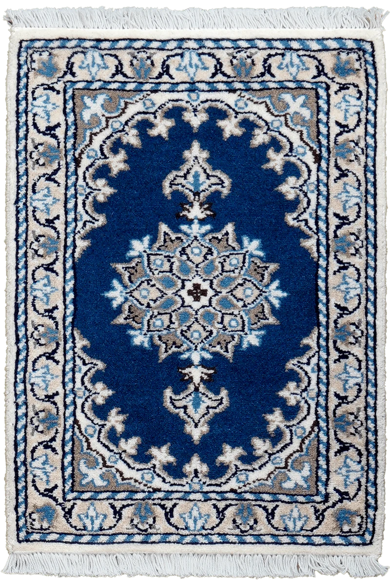 Nain 12La · Handgeknüpft – Blau, 56x39 cm