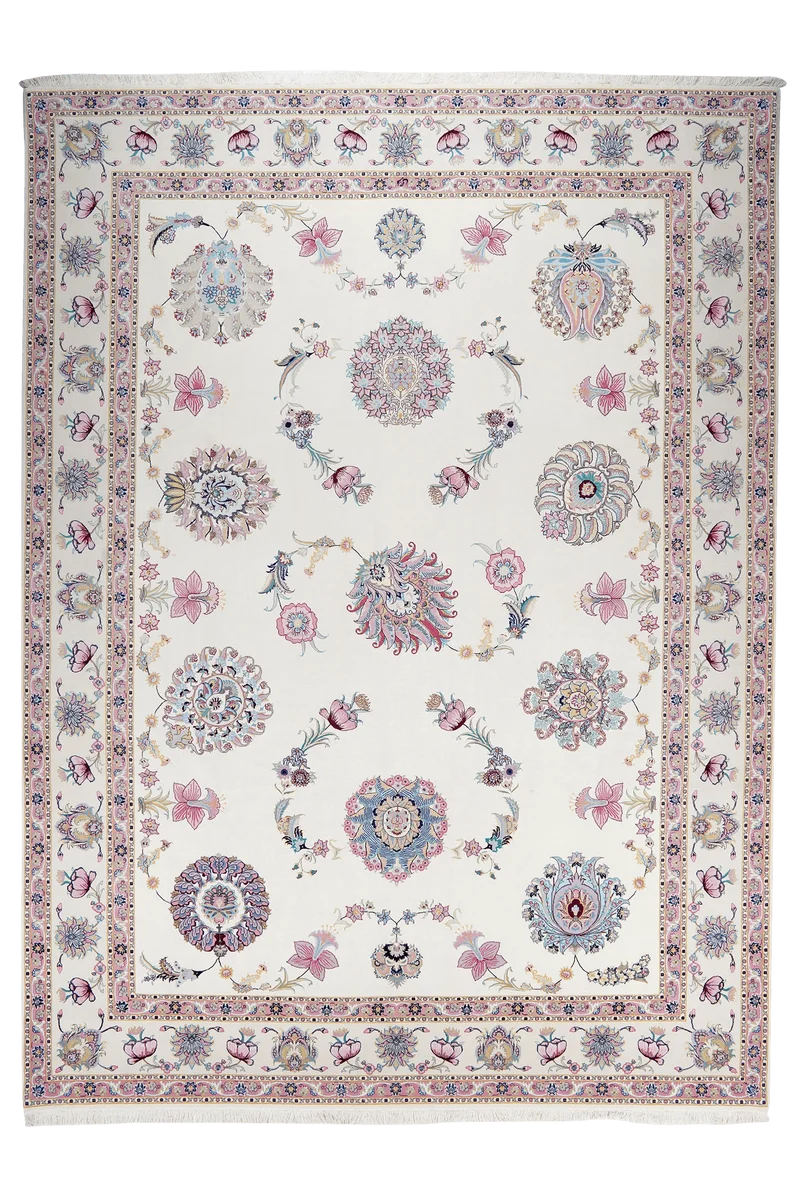 Tabriz 60 Raj · Handgeknüpft – Beige, 346x253 cm