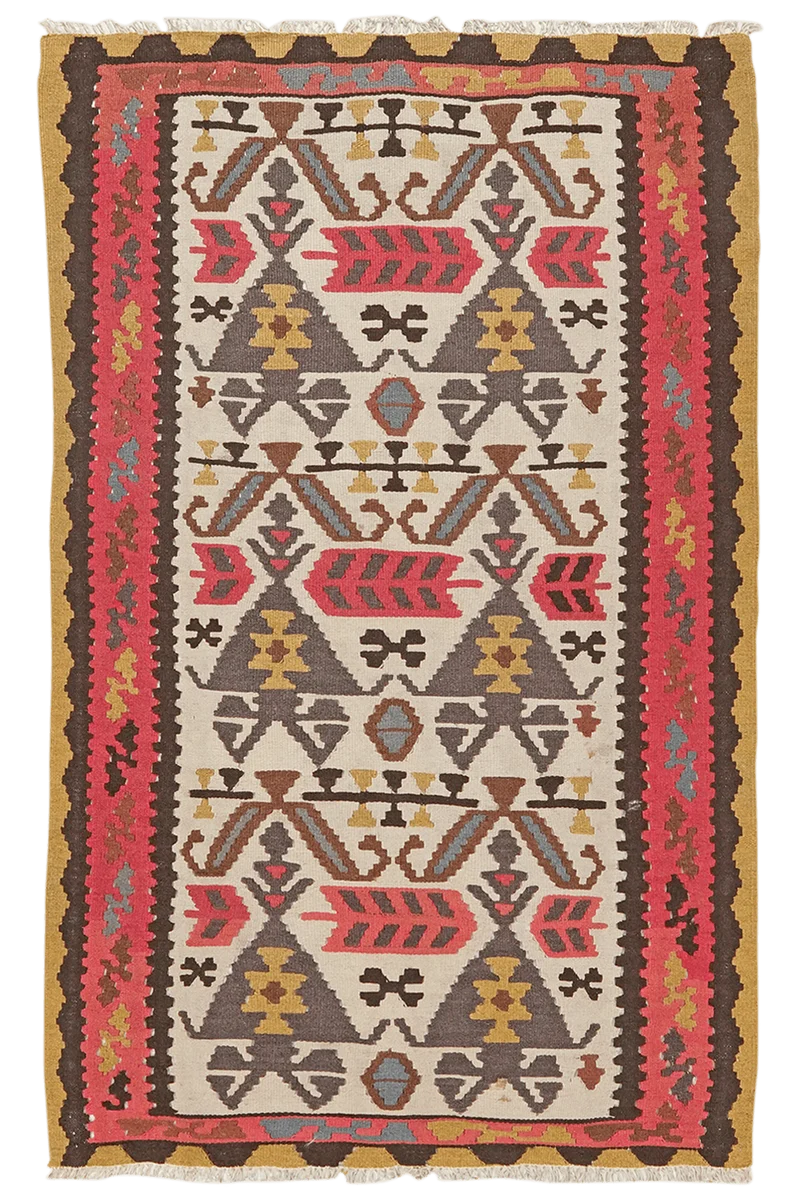 Kelim Ardebil · Handgewebt – Beige, 158x101 cm