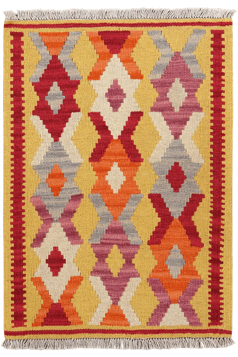 Kelim Gashgai · Handgewebt – Gelb, 88x64 cm
