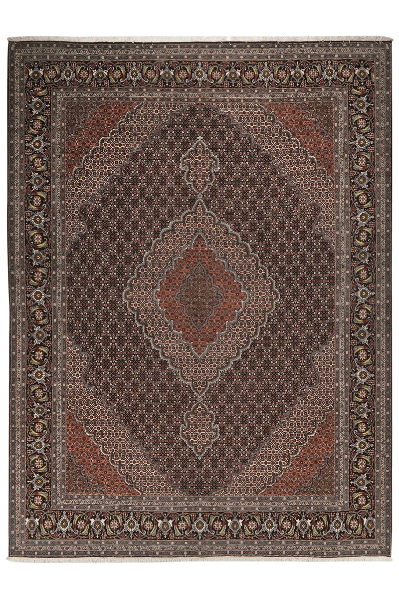 Tabriz 40 Raj · Handgeknüpft – Schwarz, 340x249 cm