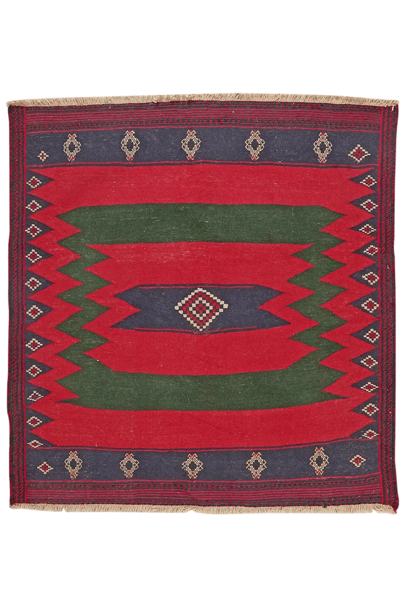 Kelim Afshar · Handgewebt – Rot, 136x129 cm