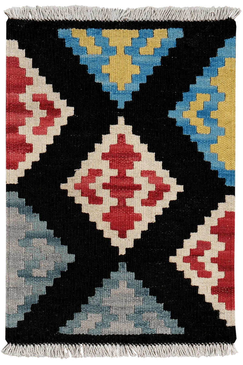 Kelim Gashgai · Handgewebt – Schwarz, 60x42 cm