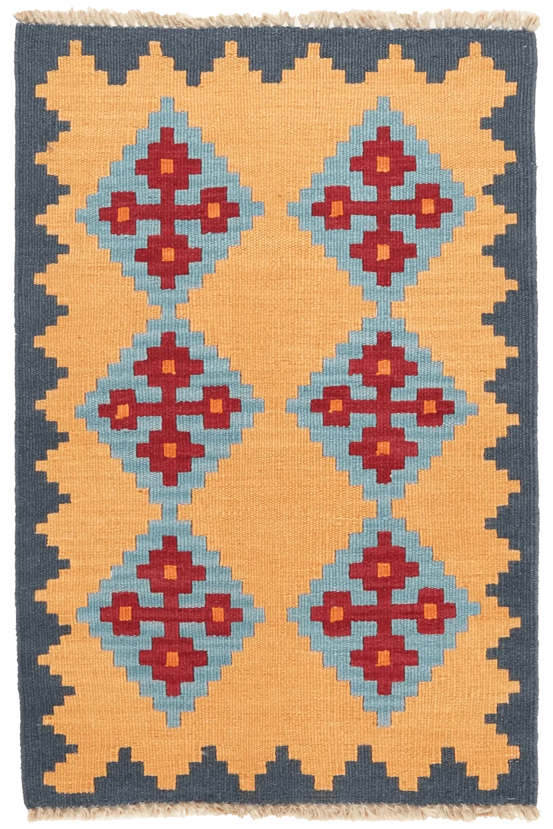 Kelim Gashgai · Handgewebt – Gelb, 97x60 cm