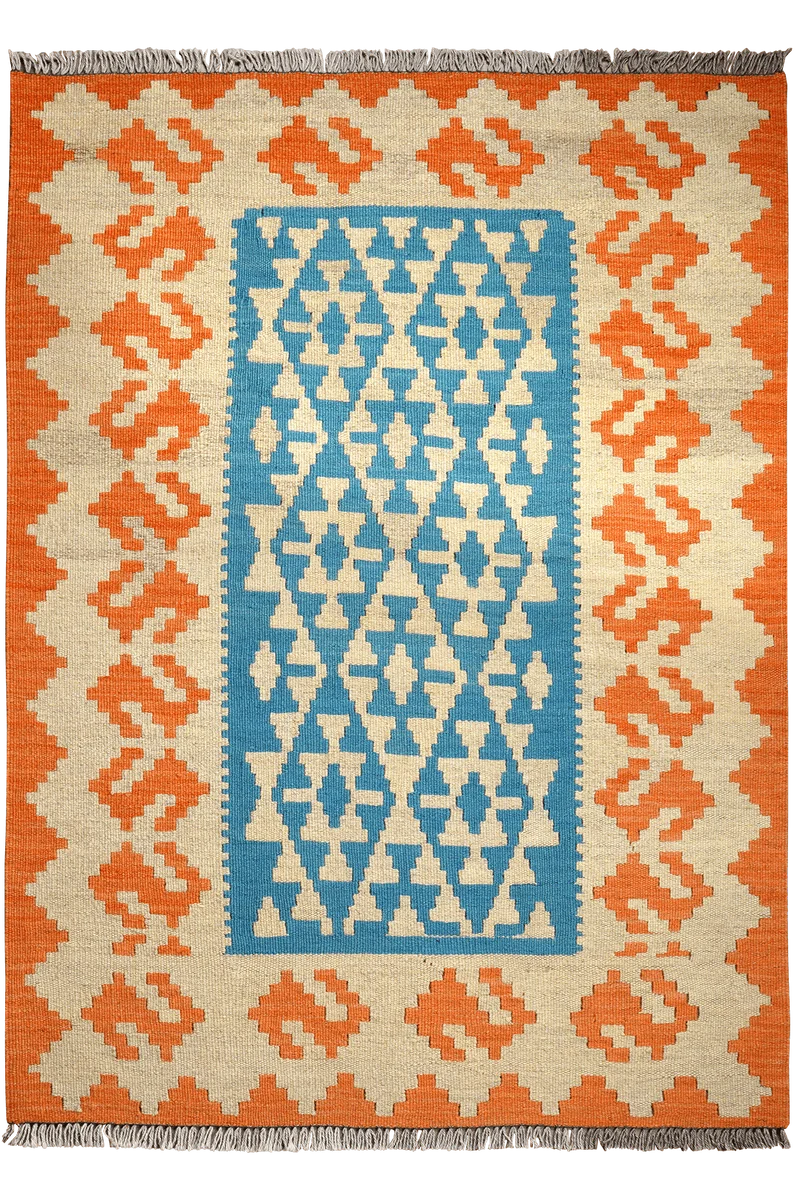 Kelim Gashgai · Handgewebt – Blau, 143x103 cm