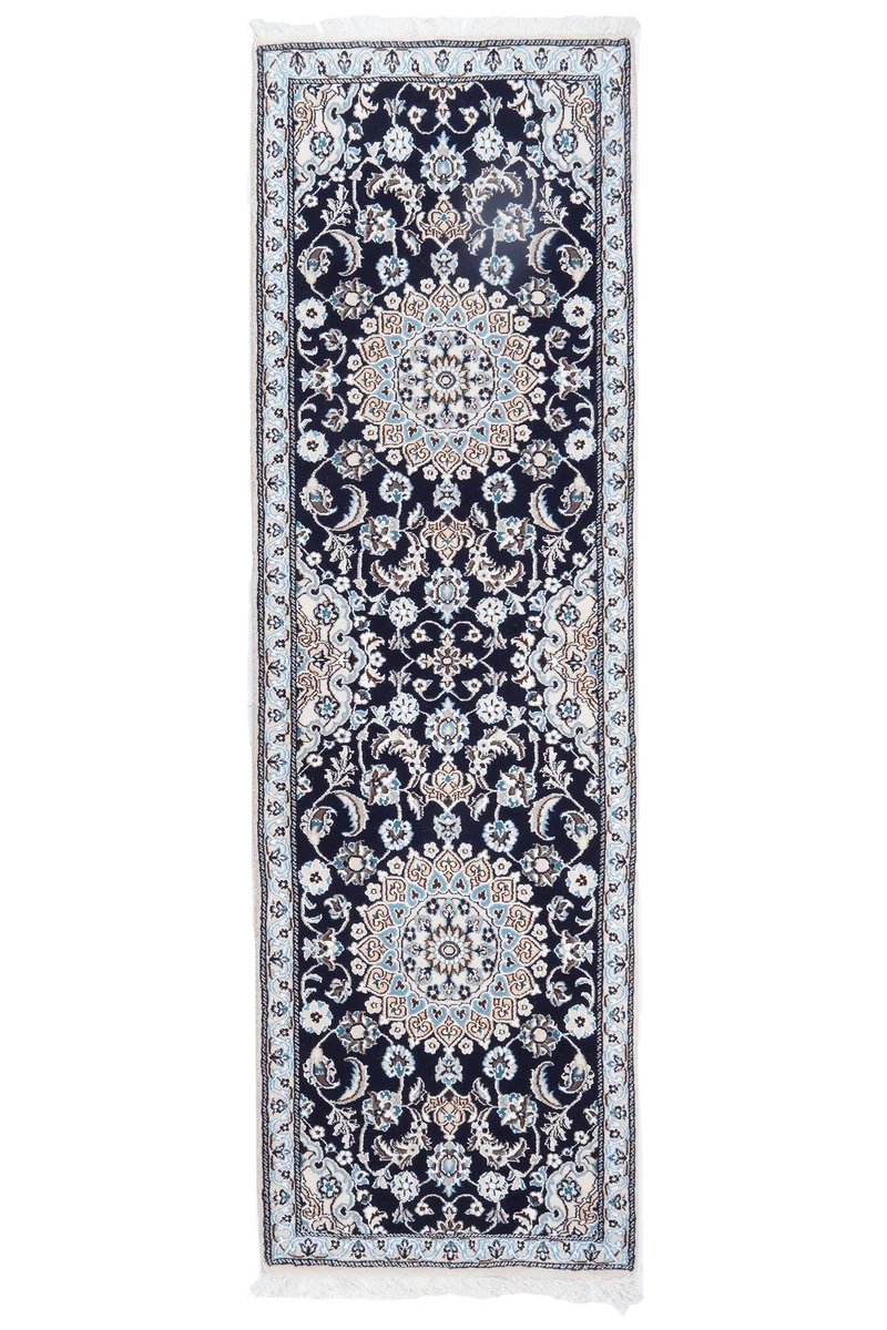 Nain 9La · Handgeknüpft – Blau, 202x62 cm