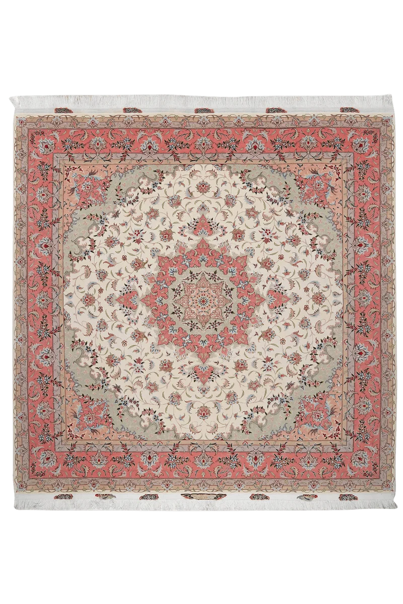 Tabriz 50 Raj · Handgeknüpft – Beige, 204x204 cm