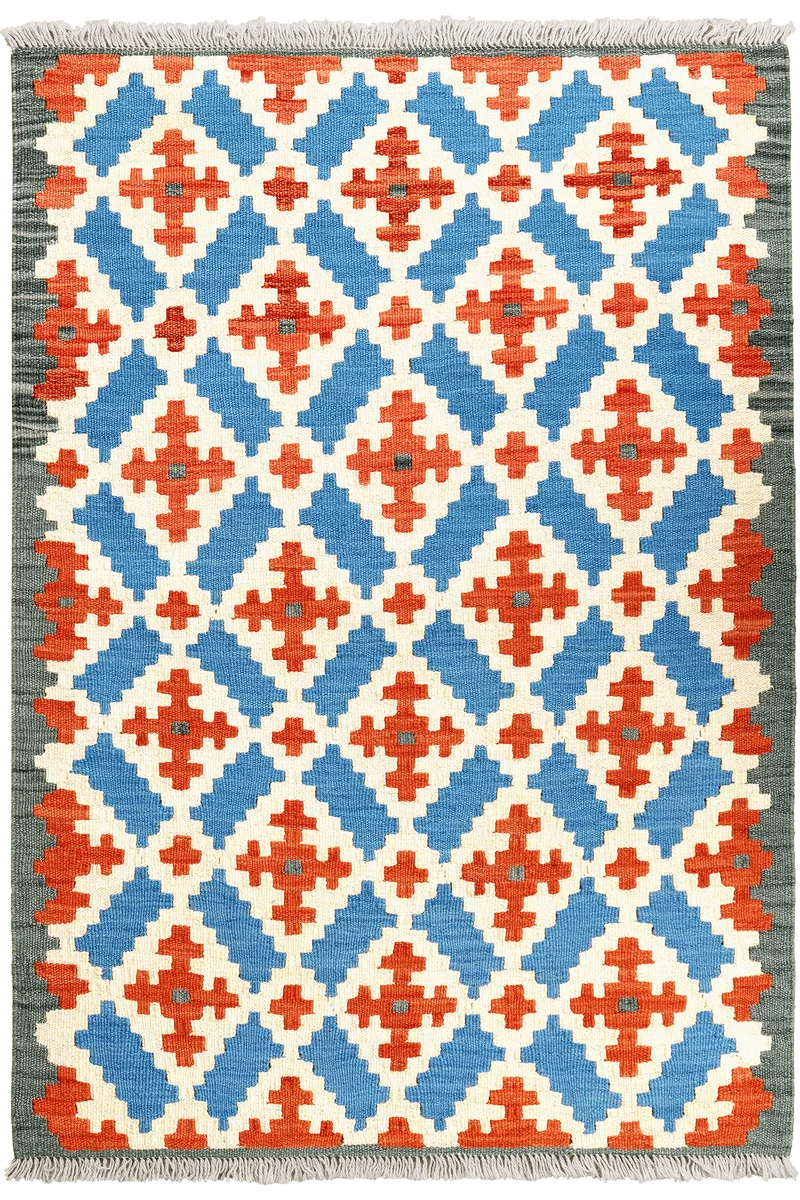 Kelim Gashgai · Handgewebt – Blau, 127x86 cm