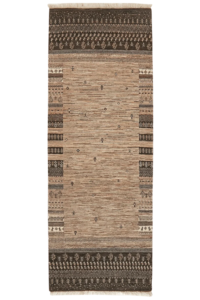Rizbaf · Handgeknüpft – Braun, 244x89 cm